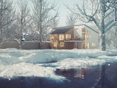 Winter House Octane Render 3D model