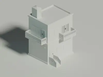 Lowpoly building house Free low-poly 3D model