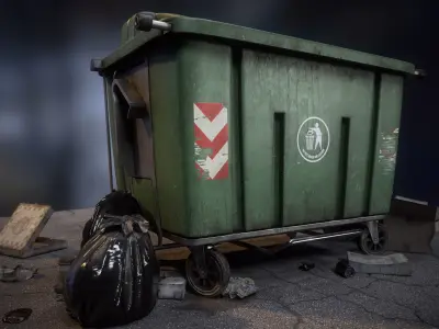 Urban Garbage Dumpster Low-poly 3D model