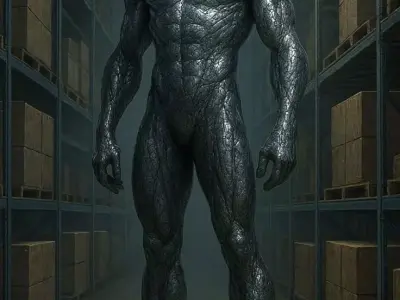 Dark Muscular Figure Shadowy Humanoid Warehouse Spyder Man Low-poly 3D model