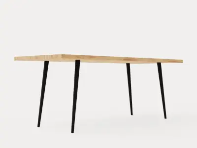 Club Dining table - Light wood Low-poly 3D model