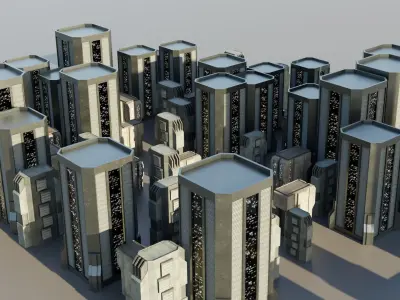 Sci-fi City Buildings 02 Low-poly 3D model