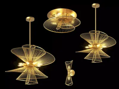 728 Zeta Lightstar Collection of Modern Lamps  Spiral 3D Model Pack