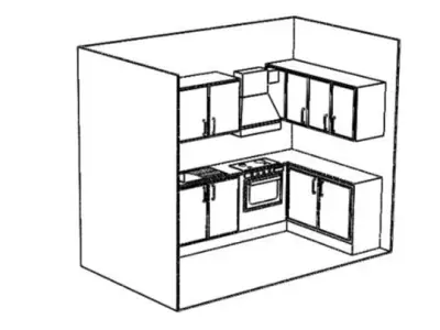 kitchen with cabinets and floor 3D model