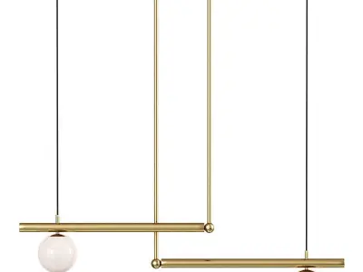 Barra Lamp With Ball Shaped Shades 3D model