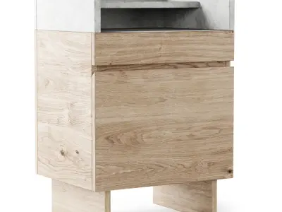 Wooden console and bedside table   Low-poly 3D model