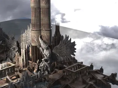 Angelic halls statue city 1 3D model