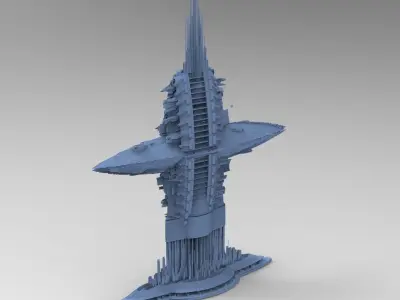 Art Deco Sci-Fi Tower 1 3D model