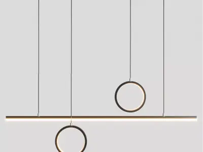 Modern Linear LED kitchen Island Chandelierpro Low-poly 3D model