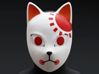 Demon Slayer - Tanjiro Mask textured and printable 3D model