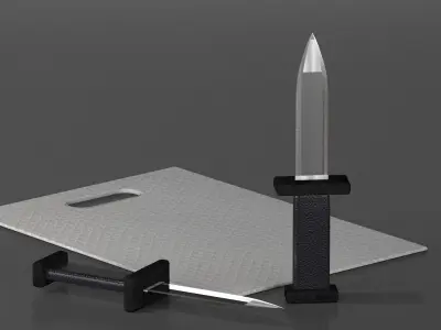 3d knife with leather hadle in 3d studio max  Low-poly 3D model