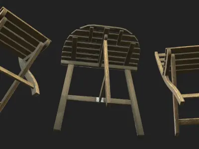 Outdoor Wall Table and Chair Set Low-poly 3D model