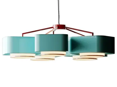 Contemporary Art Deco Mint green and Red Pendant Light 3D model