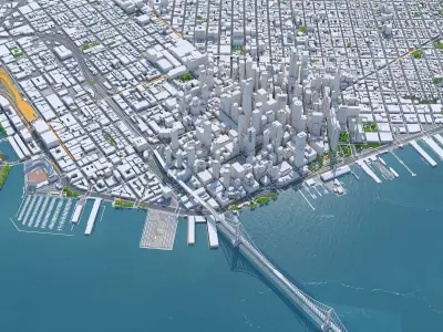 San Francisco Downtown California USA Low-poly 3D model