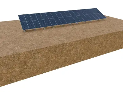 Lowpoly Ground Mounted Solar Panels-18 Rows of PV Modules Low-poly 3D model