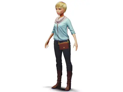 Young Woman - Smart Casual Clothes - Chic Street Style Outfit -H 3D model