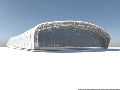 pavilion airport building with roof 3D model