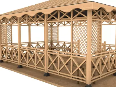 Wooden Gazebo 3D model buy