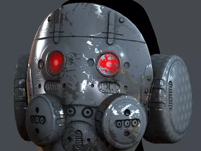 Gas mask helmet 3d model scifi Low-poly  Low-poly 3D model 498