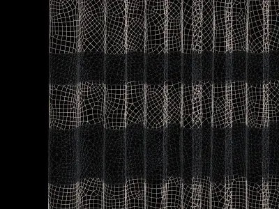 Curtain pair of curtains with stripes 3D model