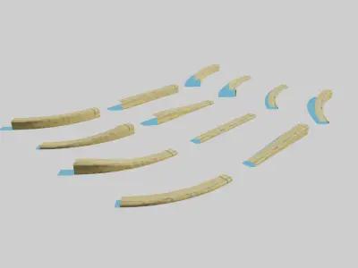 Yellow Curb Pack Low-poly 3D model
