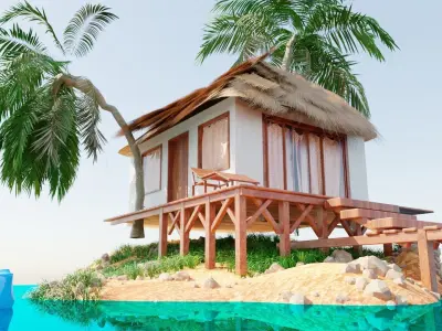 small island made with blender 3D model