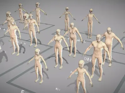 Base Mesh Pack - Character Collection Low-poly 3D model