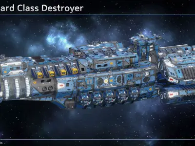 Spaceship Destroyer Vanguard Low-poly 3D model