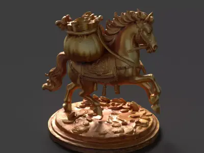 Chinese Zodiac Horse Figure  Low-poly 3D model