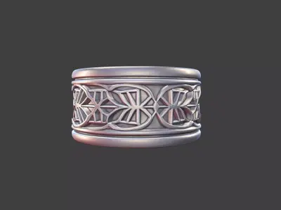 Geometric Pattern Band Ring Silver Jewelry 3D Model 3D print model