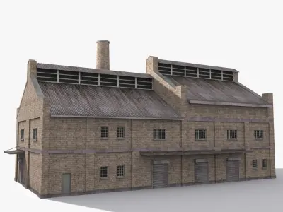 Factory x4 Low-poly 3D model