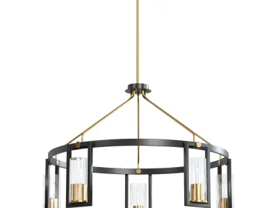 Ramos Matte Black and Warm Gold Ring Chandelier 3D model