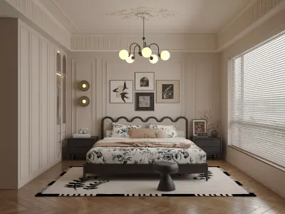 French Style Bedroom Low-poly 3D model