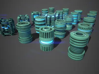 Sci-Fi Cylinder Version One Low-poly 3D model