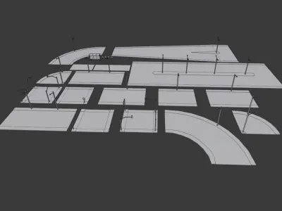 Traffic road Low-poly 3D model