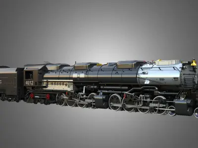 Big Boy 4014 - Steam Locomotive With Coal Wagon 3D model