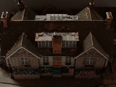 Photogrammetry scan of abandoned Pub Low-poly 3D model
