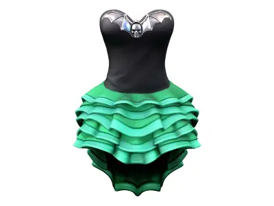 Bustier Ruffled Flamenco Spanish Skirt Dress Low-poly 3D model