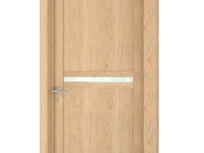 Door-059 wooden door with glass panels 3D model