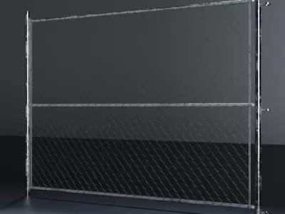 Chain link fence Low-poly 3D model