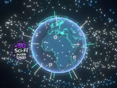 Animated Hologram Planet Earth No 3 With 50 Sci-Fi Music Tracks Low-poly 3D model