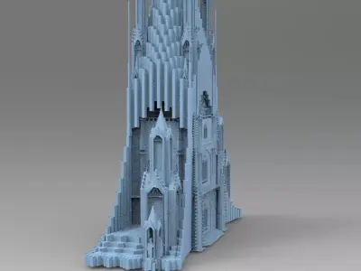 Ancient Elden Irish Cathedral Tower 1 3D model