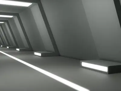 Sci Fi Corridor Low-poly 3D model 15