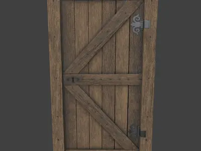 Old Wooden Door Game Ready Asset Low-poly 3D model
