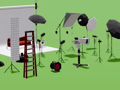 Photo Studio Lowpoly Low-poly 3D model