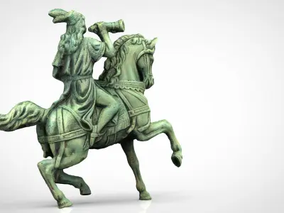 EQUESTRIAN STATUE Low-poly 3D model