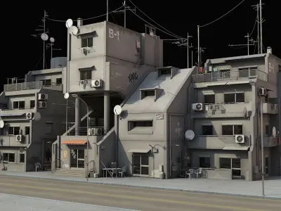 SCIFI Cyberpunk Buildings Pack Low-poly 3D model