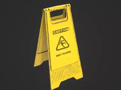 Wet Floor Sign Low-poly 3D model