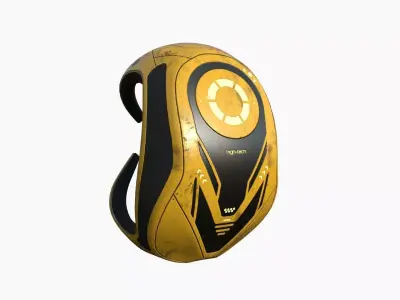 SciFi Backpack G02 Yellow - Fashion Character Design Low-poly 3D model