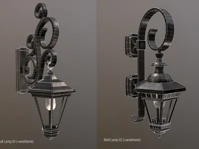 Outdoor Lamps Package - Porch lights Low-poly 3D model